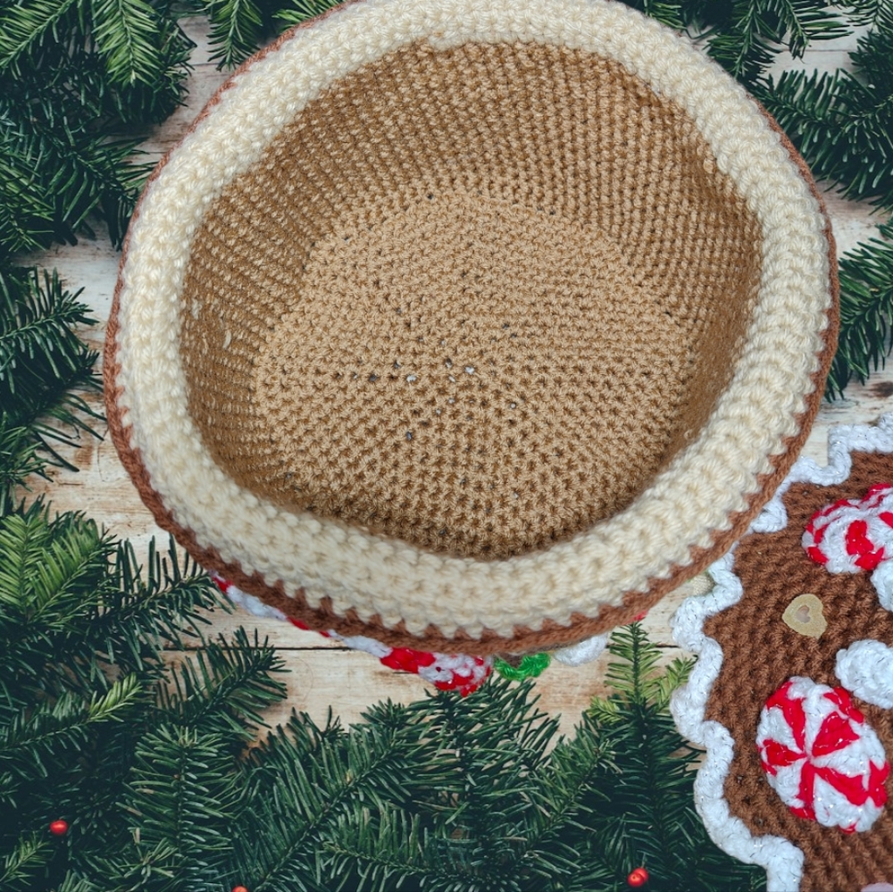 Handmade Crochet Giant Gingerbread Gnome House Basket - Picture 12 of 13